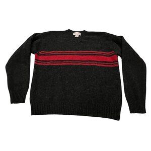 Heather & Tweed Mens V-neck Wool Pullover Sweater, Gray Red, L